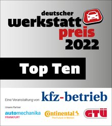 Gewinnerlogo Deutscher Werkstattpreis Top Ten